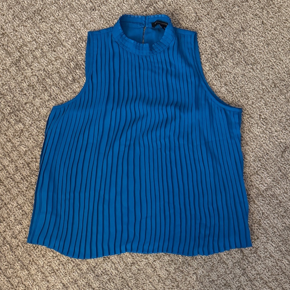 Banana Republic Blue Sleeveless Pleated Top